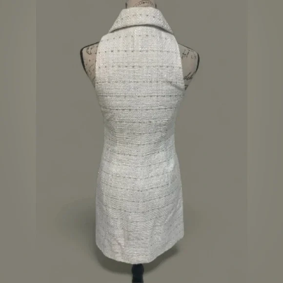 Hutch Cream Tweed Button-Up Mini Dress – Effortlessly Stylish with pearl buttons - Picture 7 of 10